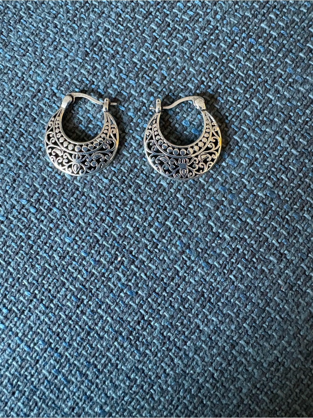 Silver Filigree Hoop Earrings - Women's Jewelry